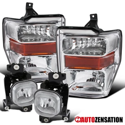 Fit 2008-2010 Ford F250 F350 F450 F550 Super Duty Headlights+Bumper Fog Lamps - Изображение 1 из 4