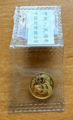 China 1994 oro 1/20 oz 5 yuanes panda original como nuevo sellado BU Foto 1 de 2