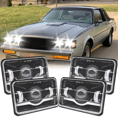 Faros LED DRL Fit Buick Electra 1975-1990 Regal 1982-1987 4 piezas 4x6 pulgadas Foto 1 de 4