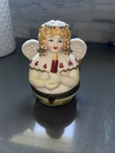 VINTAGE VILLEROY & BOCH WEIHNACHTENSENGEL KERZE PORCERLAIN SCHMUCKKÄSTCHEN - Bild 1 von 3