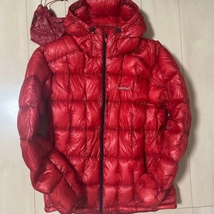 Montbell Plasma 1000 Down Jacket Red Size L Men's With Stuff Bag Used  - Picture 1 of 7