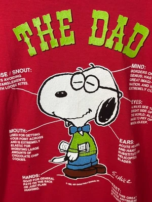 CAMISETA DE COLECCIÓN AÑOS 80 ARTEX SNOOPY THE DAD ROJA ALGODÓN PUNTADA ÚNICA GRÁFICA*HOMBRES-L Foto 1 de 4
