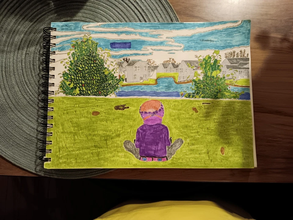 Impressão artística anime única feita à mão personagem original fora da arte da natureza - Imagem 1 de 1