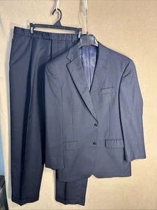 Hart Schaffner Marx 41L Navy doppio gessato 34x32 lana testurizzata 2 bottoni - Foto 1 di 19
