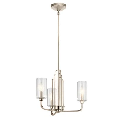 Lampadario Con Schermo B: 45,9 CM H: Max. 154,6 CM 3x E14 Art. Deco Sospensione - Immagine 1 di 4