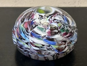Colorful Swirl Glass Abstract Art Paperweight By Gail Leone Michigan Artist - Picture 1 of 4
