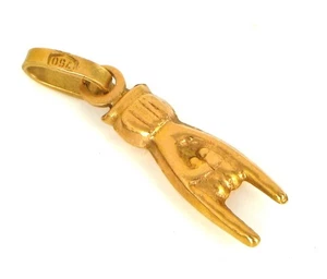 VINTAGE SCHÖNER 18K GELBGOLD HALSKETTE ANHÄNGER CHARM ROCKER FAUST FIGA 0,7G - Bild 1 von 2