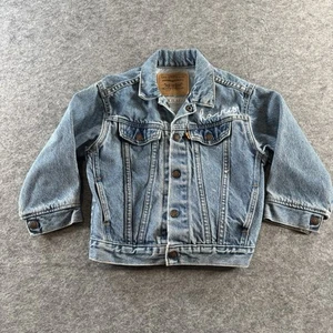 Vtg 90's Little LEVIs 74027 Kids Sz 5 Orange Tab Denim Jean Jacket USA Made - Picture 1 of 11