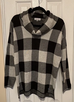 Suéter para mujer Calvin Klein talla S blanco y negro cuello capucha a cuadros búfalo nuevo con etiquetas Foto 1 de 4