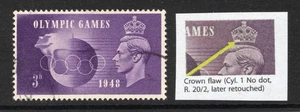 1948 3d VIOLET O.GAMES SUPERB USED WITH 'CROWN FLAW' CONSTANT VARIETY. SG 496a - Picture 1 of 1