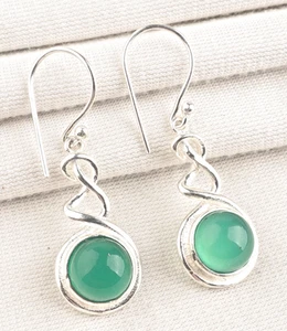 Orecchini gioielli fatti a mano in argento sterling 925 pietra preziosa onice... - Foto 1 di 6