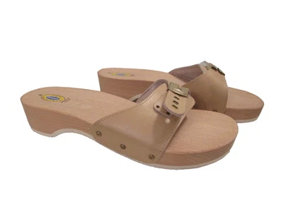 Sandalias zuecos vintage de cuero italiano ortopédicas de madera talla 9 Dr Scholl's Foto 1 de 4
