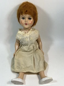 Vintage 50er Hartplastik Puppe 12 Zoll unbeschriftet Schlafaugen rote Haare blaue Augen - Bild 1 von 12