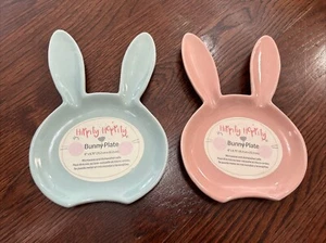 Easter Bunny Ears Dessert Appetizer Plates Set of 2 Pink & Blue New - Picture 1 of 6