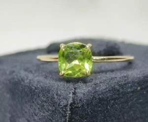 2Ct Cushion Cut Lab-Created Peridot Women's Wedding Ring 14k Yellow Gold Plated - Picture 1 of 5