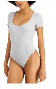 JENNI Intimate Square Neck Ribbed Bodysuit-Grey Heather - Picture 1 of 2