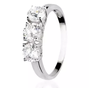Anello Trilogy argento sterling 925 zircone brillante rodiato oro bianco donna - Foto 1 di 3