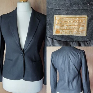 Vintage Pendleton Ladies 100%Virgin wool Black Size 6 Coat Blazer Overcoat - Picture 1 of 9