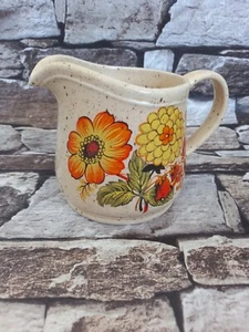 Sadler Large Milk Jug Custard Water Orange Flowers Mid Century Vintage Retro - Picture 1 of 6