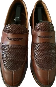 Allen Edmonds Leyland Shoes Leather Loafer Men's 9 Slip-on Chili Brown Weave - Picture 1 of 11