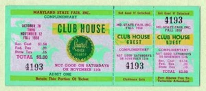 LAUREL RENNSTRECKE Maryland ~ 1958 Clubhouse Ticket ~ KOSTENLOSER VERSAND - Bild 1 von 1