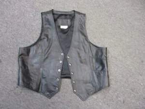 Ladies Size 2 Leather Vest Snap Button Front with two side pockets. - Picture 1 of 5