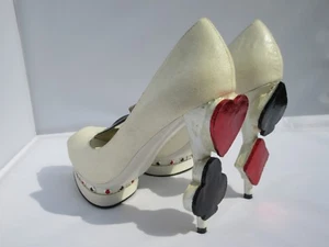 CHELISE UNIQUE LAS VEGAS CARD SUIT HARLEY QUINN ACES PLATFORM STILETTO HEEL 5 38 - Picture 1 of 10