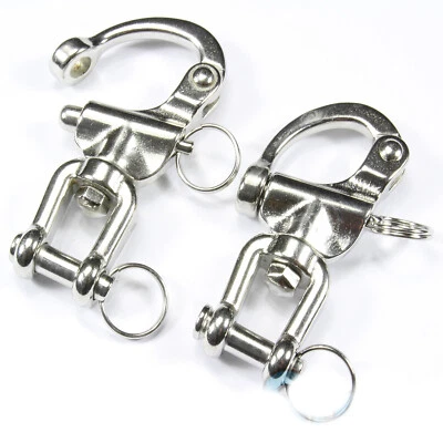 M-TEILE-STORE Schnappschäkel mit Wirbelgabel 70mm Edelstahl rostfrei Niro V4a