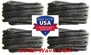(4) USA Made Premium 3/8 in x 15 ft Black Nylon Boat Yacht Dock Line Marine Rope - Picture 1 of 12
