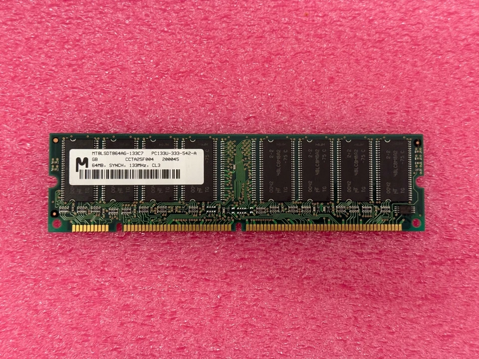 Micron 64MB PC133U-333-542 SDRAM Memory Module MT8LSDT864AG-133C7 - Image 1 of 1