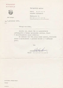 MILOS KONVALINKA Wichtiger getippter Brief für Dirigenten & Komponisten signiert 1976 - Bild 1 von 1
