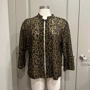 Francesca Rose Cardigan Open Front Cheetah Leopard Lace Top Tribal Overlay XL - Picture 1 of 7