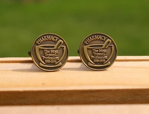 Pharmacy Most Trusted Profession 1988-1998 Metal Cuff Links Schering Labratories - Picture 1 of 7