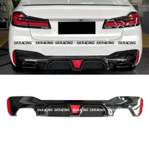 Glossy Black Rear Bumper Diffuser Lip with LED Light For 2017-22 BMW G30 M540i - Imagen 1 de 17