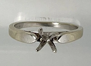 Semi Mount 14K White Gold Ring 5mm Center - Picture 1 of 6