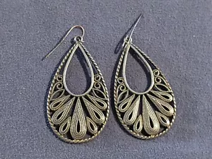 Earrings (ERG-1) Silver Tone Dangle Drop - Foto 1 di 6