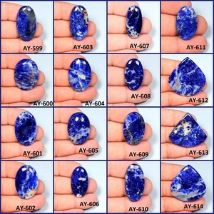 TOP QUALITY NATURAL ORANGE NAVY BLUE SODALITE OVAL PEAR CABOCHON GEMSTONE AY- - Picture 1 of 18