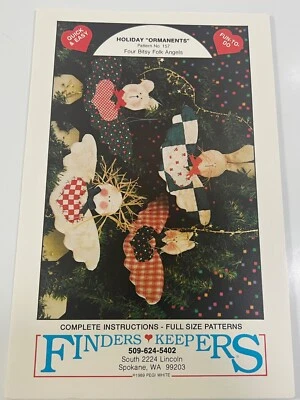 Finders Keepers Holiday Ornaments Four Bitsy Folk Angels Craft Pattern #157 - Image 1 of 3