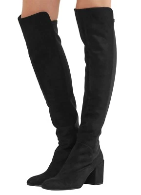 $685 New Stuart Weitzman Black Suede Halftime Stretch-Crepe Over-The-Knee Boot - Image 1 of 4