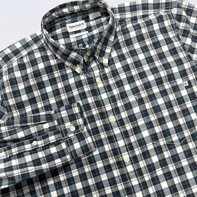 Timberland Shirt Men's XL Blue Black White Plaid Button Down Long Sleeve Work - Image 1 of 4