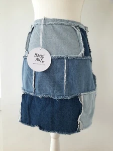 PRINCESS POLLY Catherine Patchwork Mini Skirt Denim Size 6 *BRAND NEW - Picture 1 of 9
