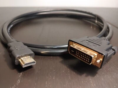 6Ft HDMI to DVI-D 24+1 Pin Monitor Display Adapter Cable (HDMI Male to DVI Male) - Image 1 of 4