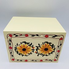 Wood Recipe Box Sunflower w/recipe Cards Certified International Margaret Le Van