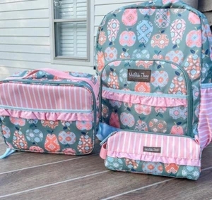 NWT Matilda Jane CeCe Apple Print Backpack + Lunchbox + pencil case 3 pcs Set - Picture 1 of 5