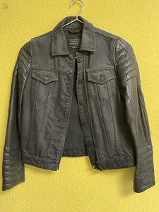All Saints Jeans Jacke mit Lederärmeln Größe 36 - Bild 1 von 5