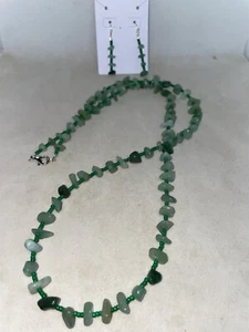 Orecchini collana perline 28" fatti a mano verdi avventurina chip perline nuovi senza etichette - Foto 1 di 3