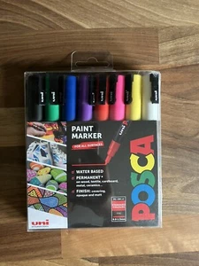 Uni Posca PC-3M Paint Marker 8 Standard Colours Bullet Tip 0.9-1.3mm Fine New - Picture 1 of 4