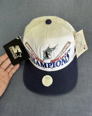 Vintage 90s 1997 Starter Florida Marlins World Champions SnapBack Hat NWT MLB - Image 1 of 4