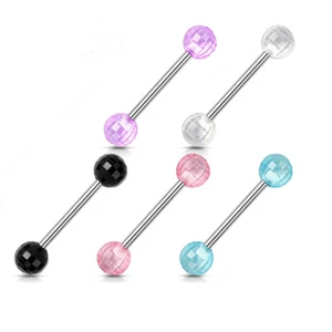 5 -14 Gauge 5/8" Barbell Acrylic Disco Ball Barbell Surgical Steel Barbell T268 - Picture 1 of 1