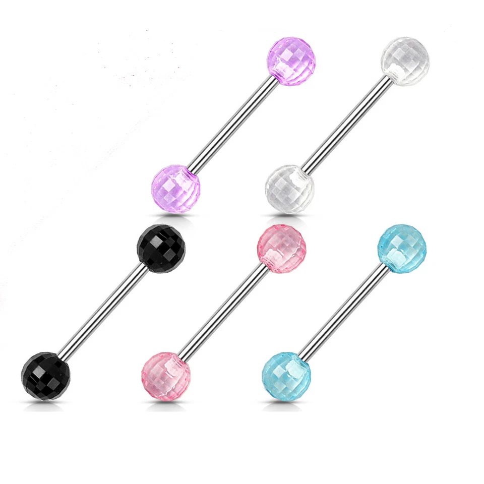 5 -14 Gauge 5/8" Barbell Acrylic Disco Ball Barbell Surgical Steel Barbell T268 - Image 1 of 1